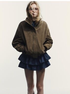 (#10) 100% VOLUME SUEDE LEATHER JACKET - Khaki